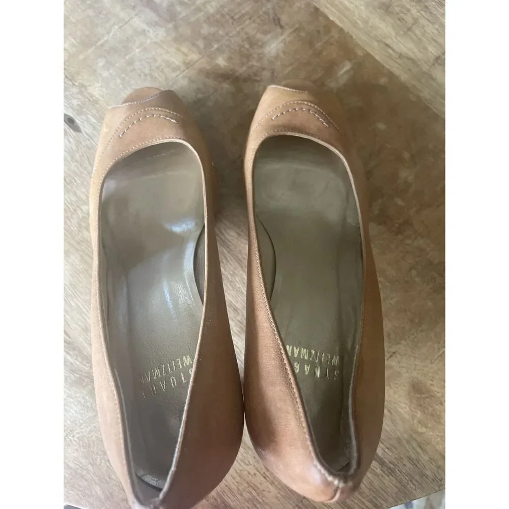 Stuart Weitzman Womens Sz 6M Shoes Brown Leather Pump Fashion Career Event Heel